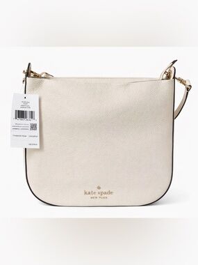kate spade Cream Pebbled Leather Shoulder Bag with Gold Logo